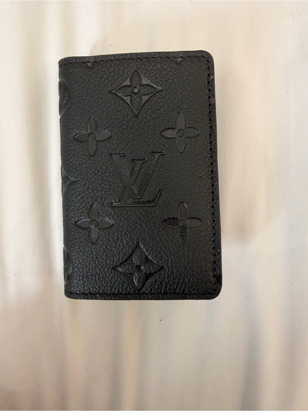 Louis Vuitton Black Embossed Monogram Card & Key Holder